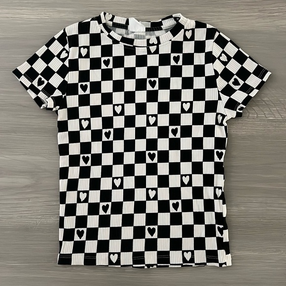 Zara Kids Ribbed Checkered Tshirt - Picture 1 of 4